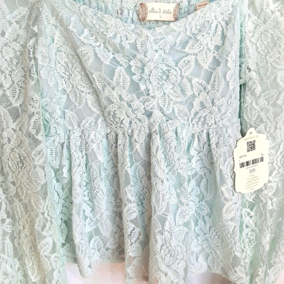 ALTAR'D STATE Precilla Floral Lace Square Neckline Frilled Blouse Size Small - Picture 5 of 12